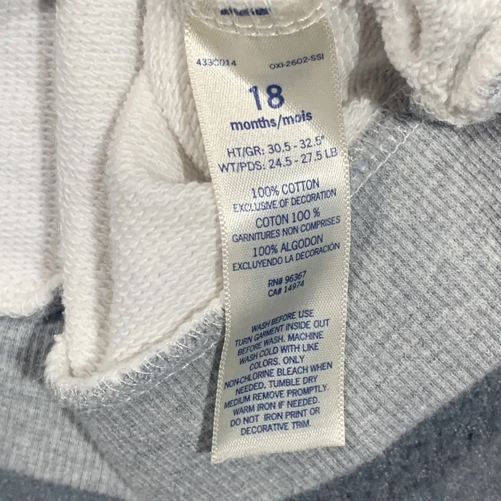 OshKosh Bgosh 18M Navy White Raglan Sweatshirt B Yourself Varsity Pullover